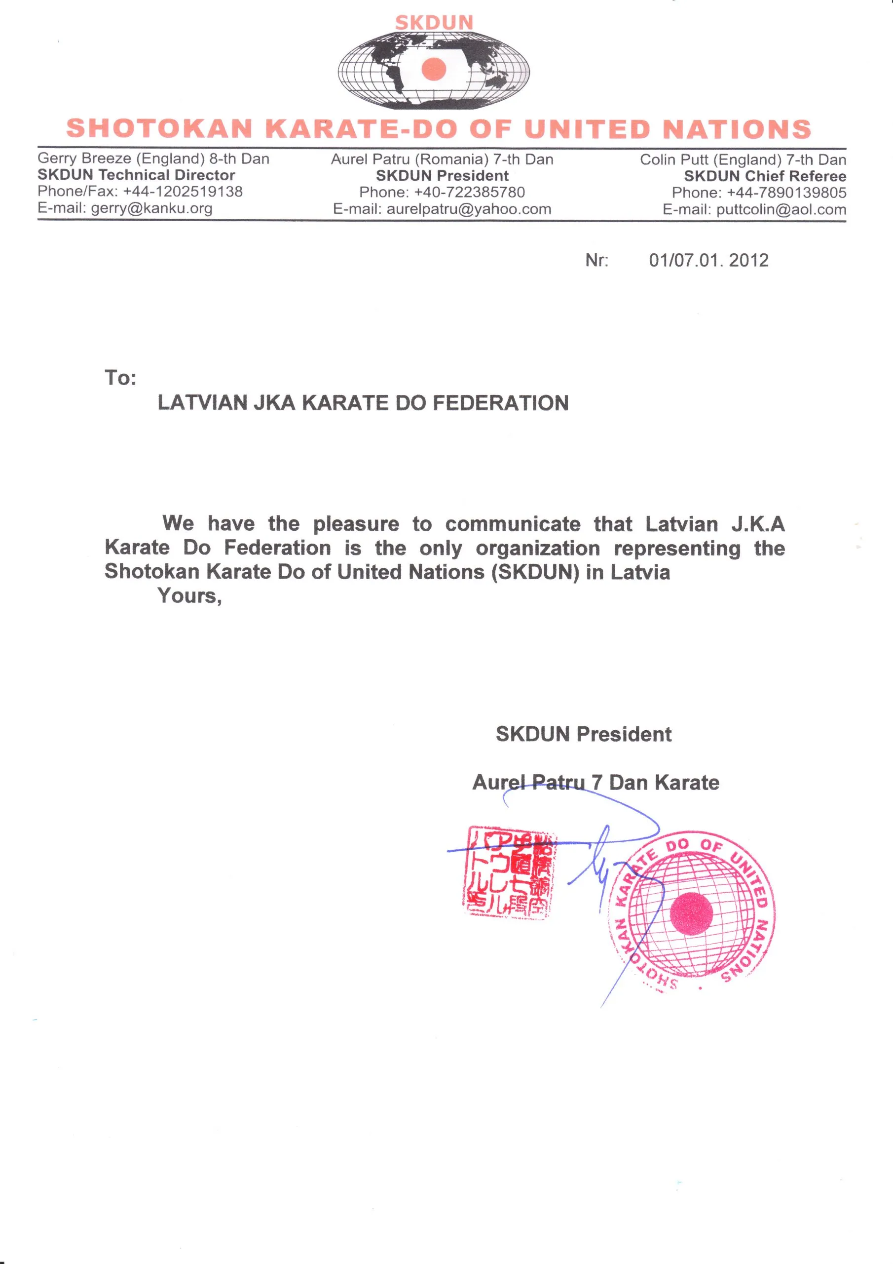 Latvia certificate